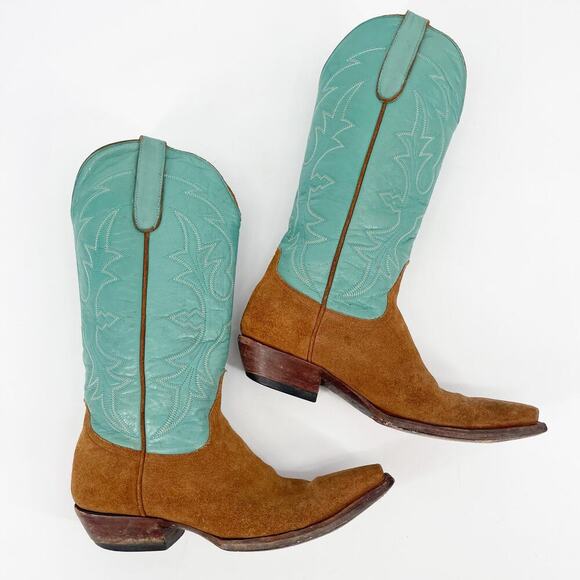 Old Gringo Vintage Y2K Turquoise Camel Snip Toe Western Cowgirl Boot size 8 - Picture 3 of 11